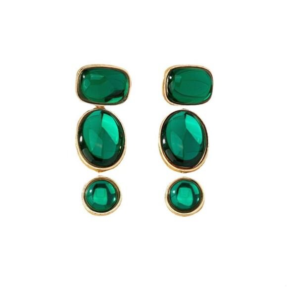 18K Gold-Plated Alloy Resin Drop Earrings - Picture 6 of 6